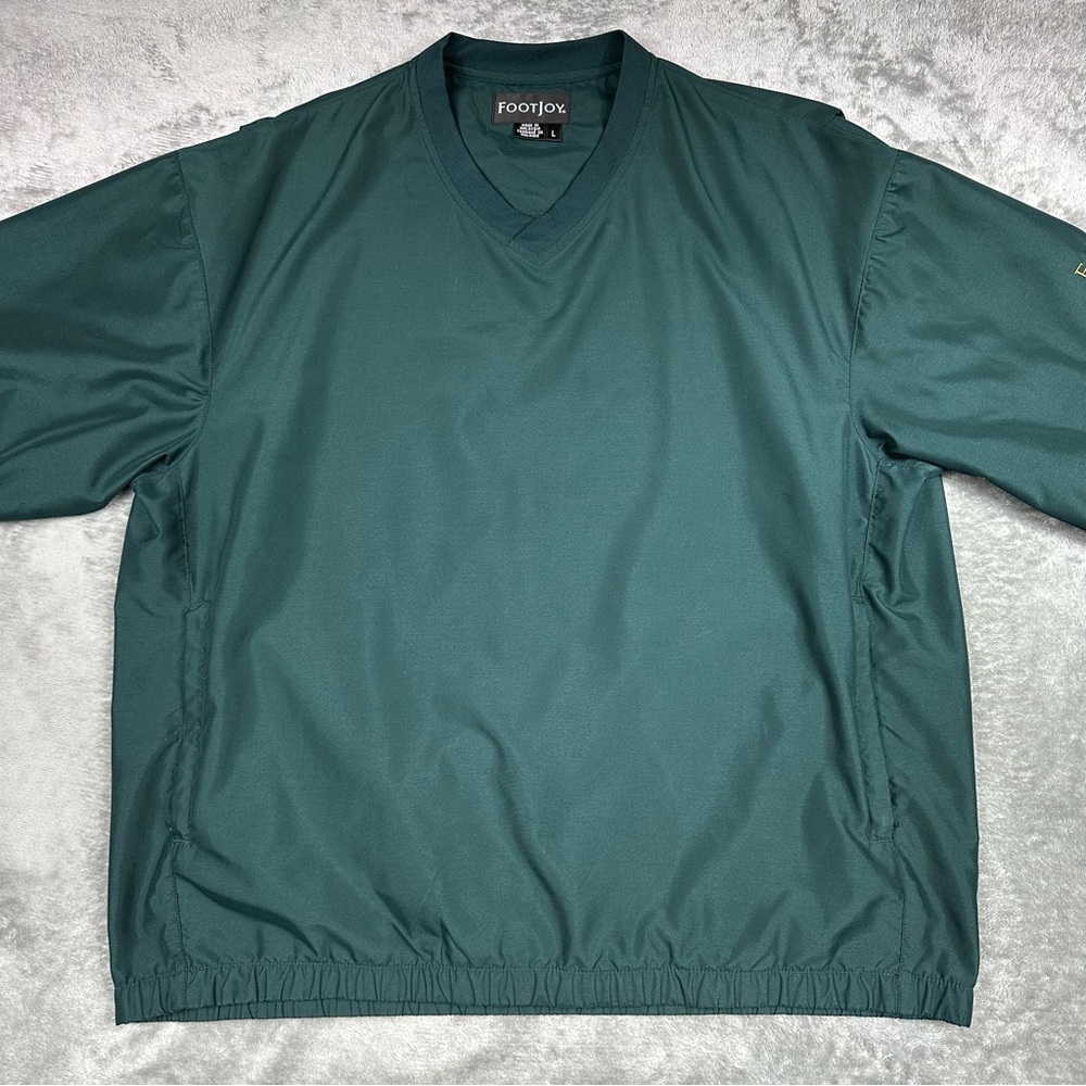 Footjoy Windbreaker Shirt Mens L Green Short Sleeve Golf Rain Jacket Pullover